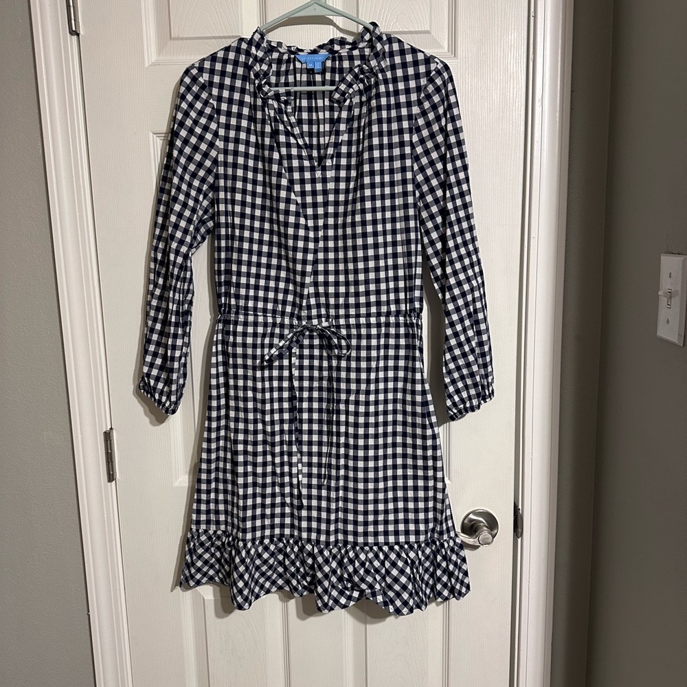 Draper James Navy and White Gingham Dress